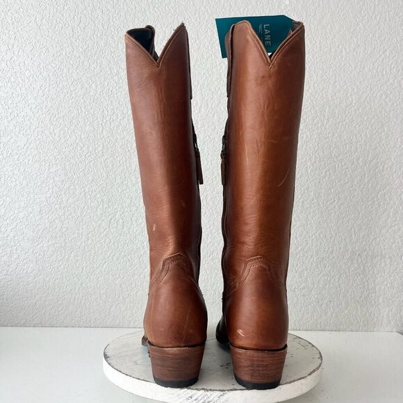 Lane PLAIN JANE Womens Cowboy Boots 11 Brown Leather Western Cowgirl Mid Calf - Picture 5 of 13